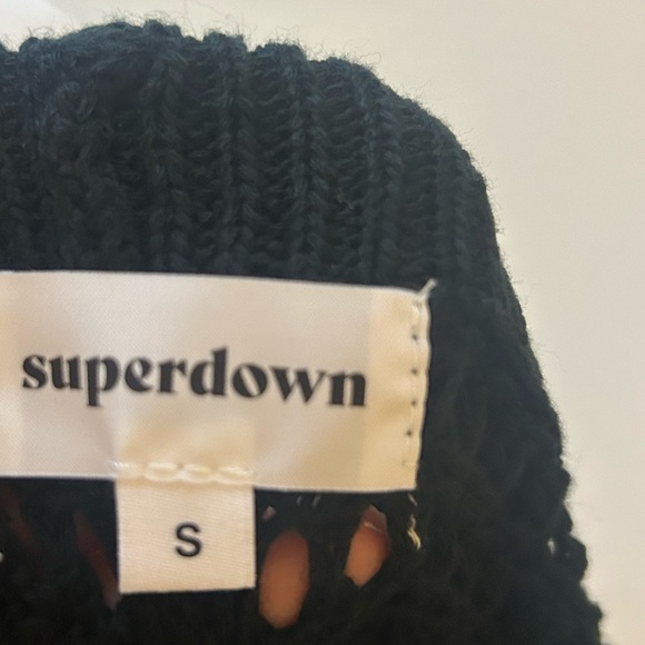 Superdown REVOLVE Elektra Black Crochet Open Knit Pants Flared size small NWT - Picture 10 of 11